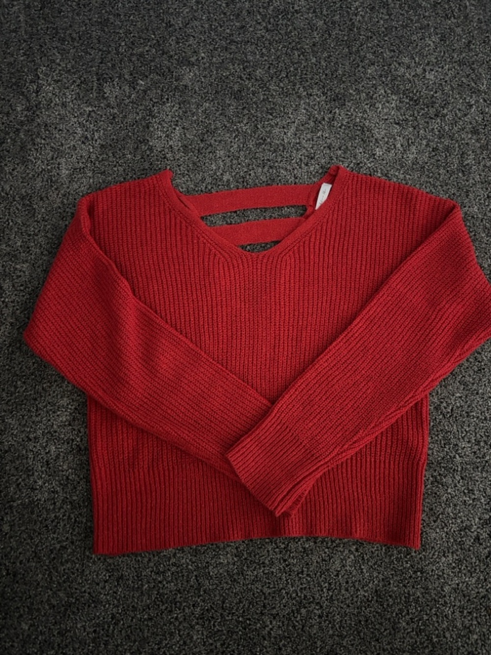 Active USA Red V-Neck Sweater with Strappy Back